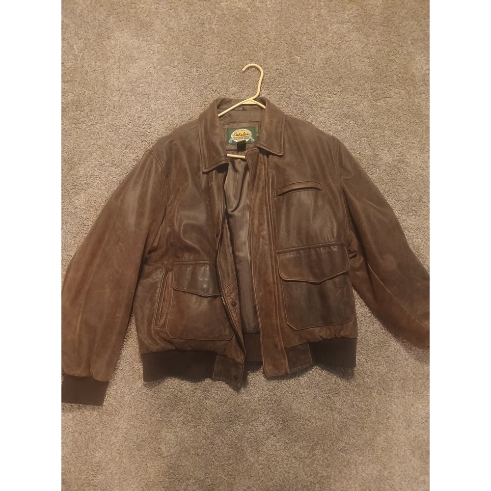 Vintage Leather Brown Bomber Jacket motorcycle Men's XL rockabilly soft military